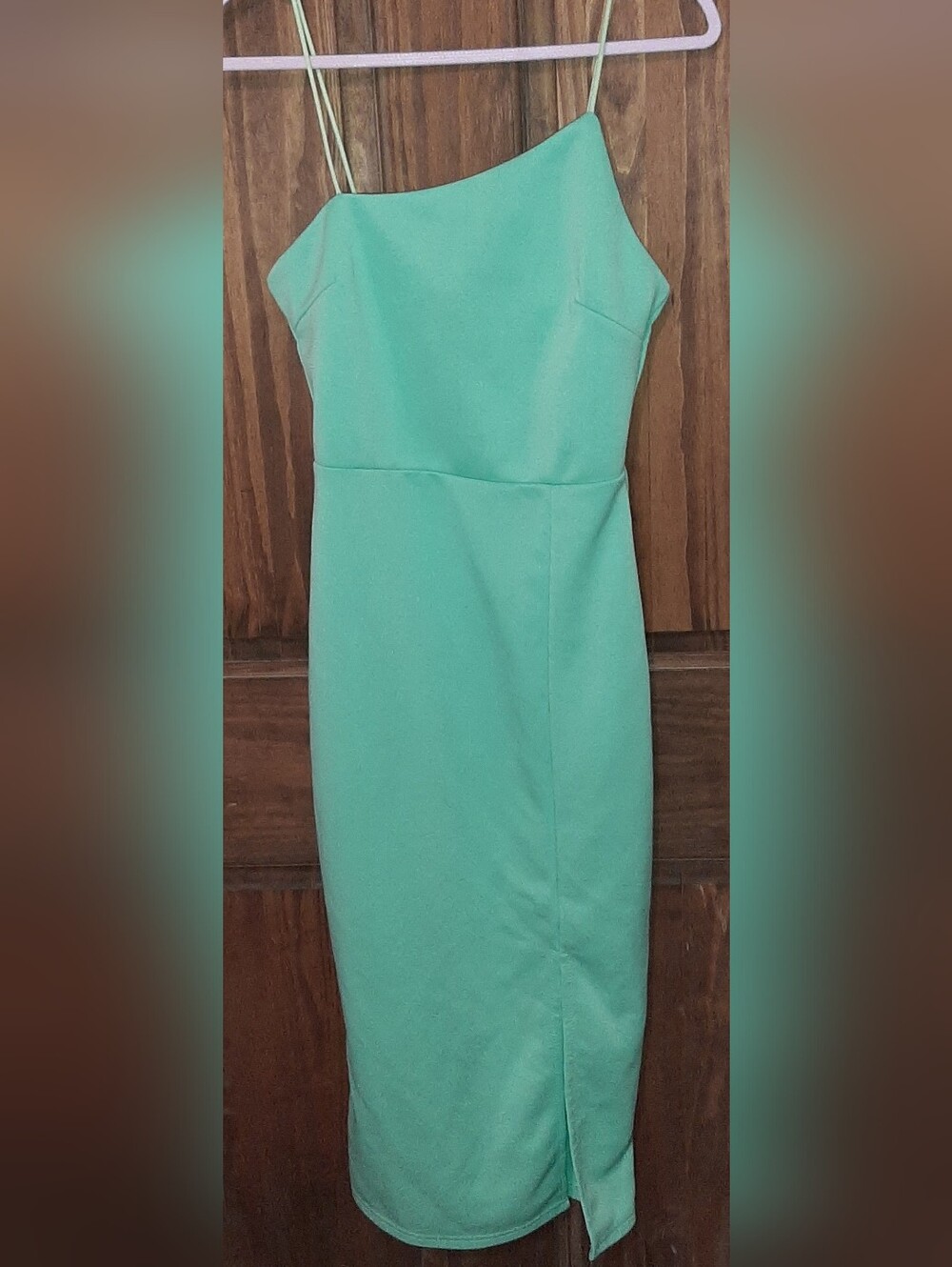 Mint Green Asymmetrical Midi Dress Side Slit S